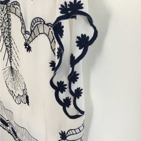 Nanette Lepore, White and Blue Blouse Size S - Picture 4 of 5